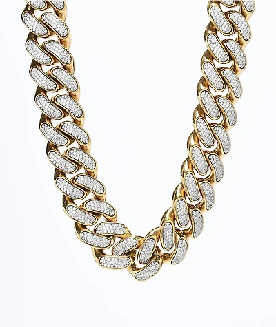 King Ice Diamond Cut 22" Gold Miami Cuban Link Chain