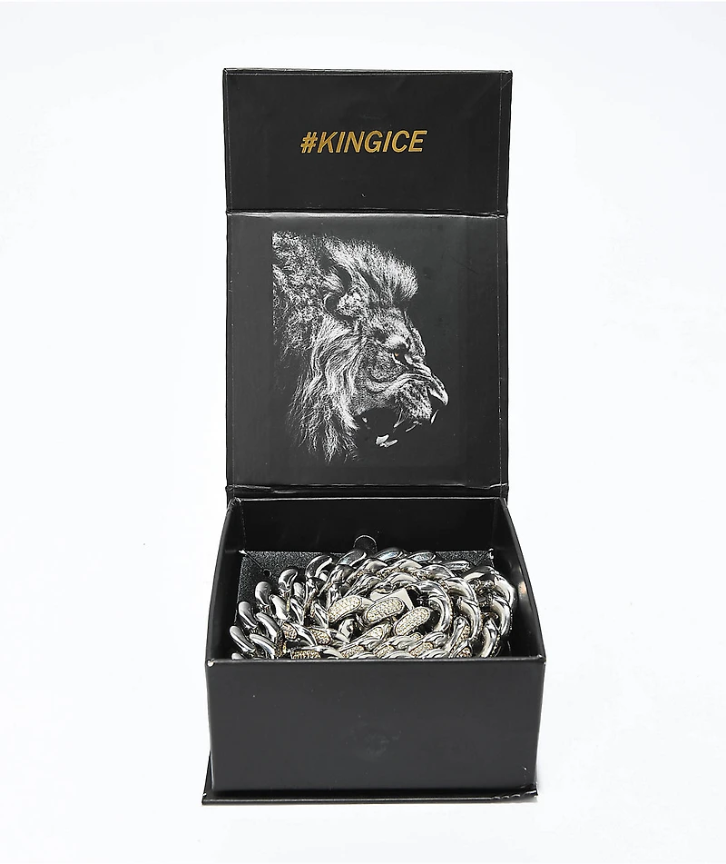 King Ice Diamond Cut 22" White Gold Miami Cuban Link Chain