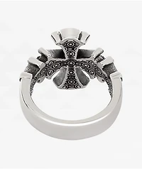 King Ice Fleur De Lis Biker Sliver Ring
