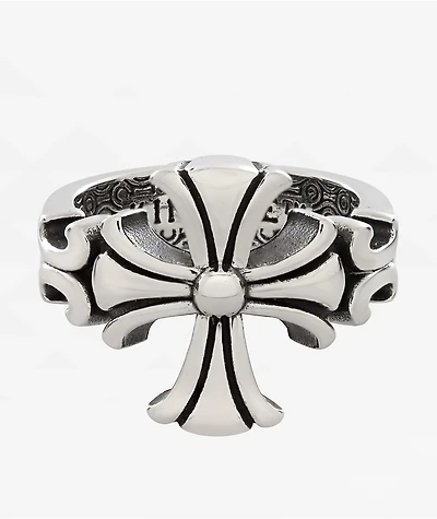 King Ice Fleur De Lis Biker Sliver Ring
