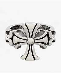 King Ice Fleur De Lis Biker Sliver Ring