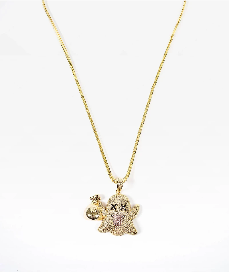 King Ice Ghost Emoji 24" Gold Chain