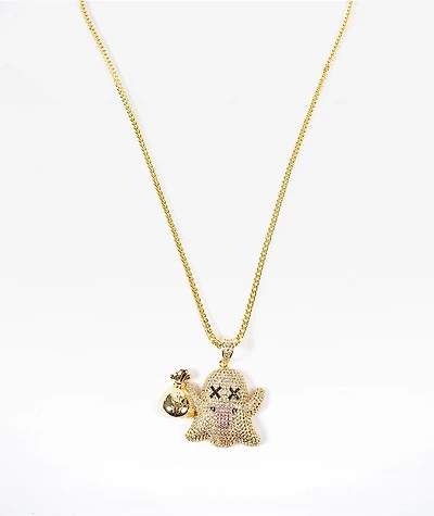 King Ice Ghost Emoji 24" Gold Chain