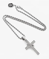King Ice Iced Crown Of Thorns 22" White Gold Rope Necklace