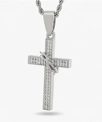 King Ice Iced Crown Of Thorns 22" White Gold Rope Necklace