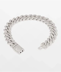 King Ice Iced Diamond Cut Miami Cuban Link 12mm Silver Bracelet