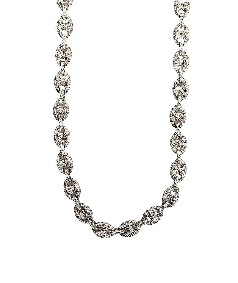 King Ice Iced Link 8mm 22" White Gold Chain Necklace