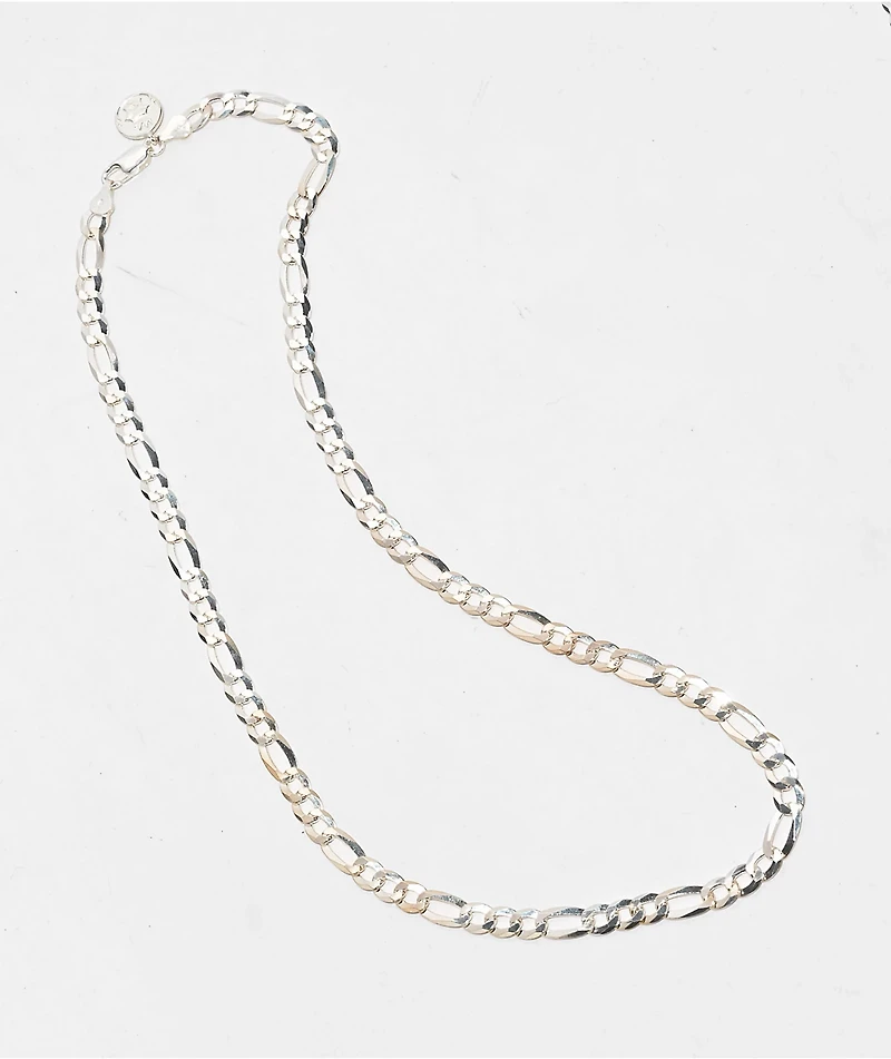 King Ice Italian Sterling Silver 22" Figaro Chain Necklace