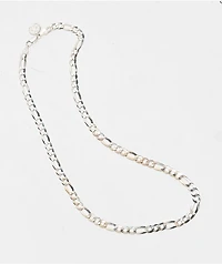 King Ice Italian Sterling Silver 22" Figaro Chain Necklace
