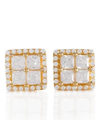 King Ice Layered Gold Stud Earrings