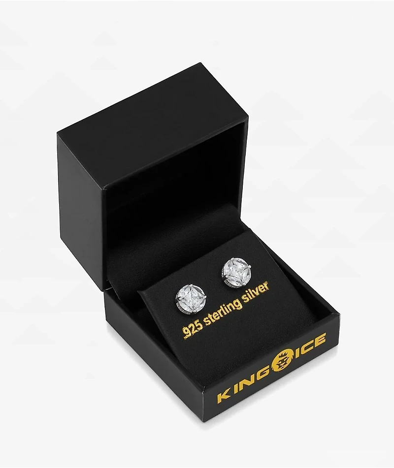 King Ice Layered White Gold Stud Earrings