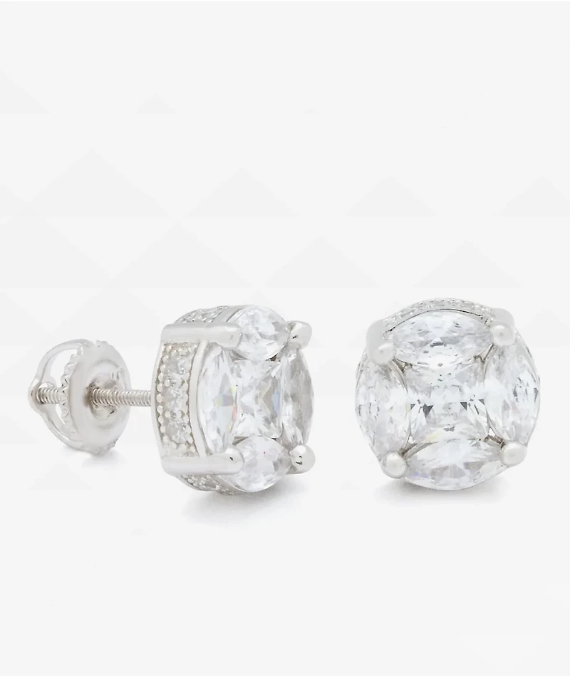 King Ice Layered White Gold Stud Earrings
