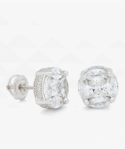 King Ice Layered White Gold Stud Earrings