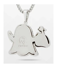 King Ice Money Ghost Emoji 20" Silver Chain Necklace