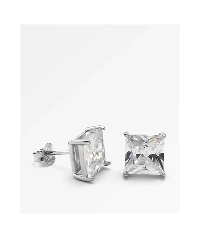 King Ice Princess Cut .925 Silver Earrings