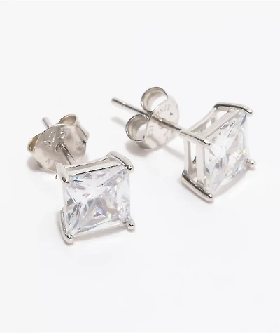 King Ice Princess Cut .925 Silver Earrings