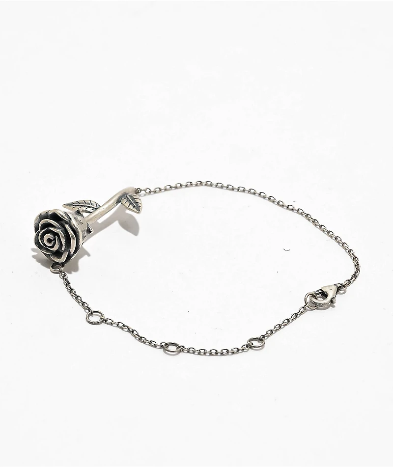King Ice Roses Are Red 1mm Silver Bracelet