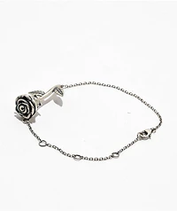 King Ice Roses Are Red 1mm Silver Bracelet