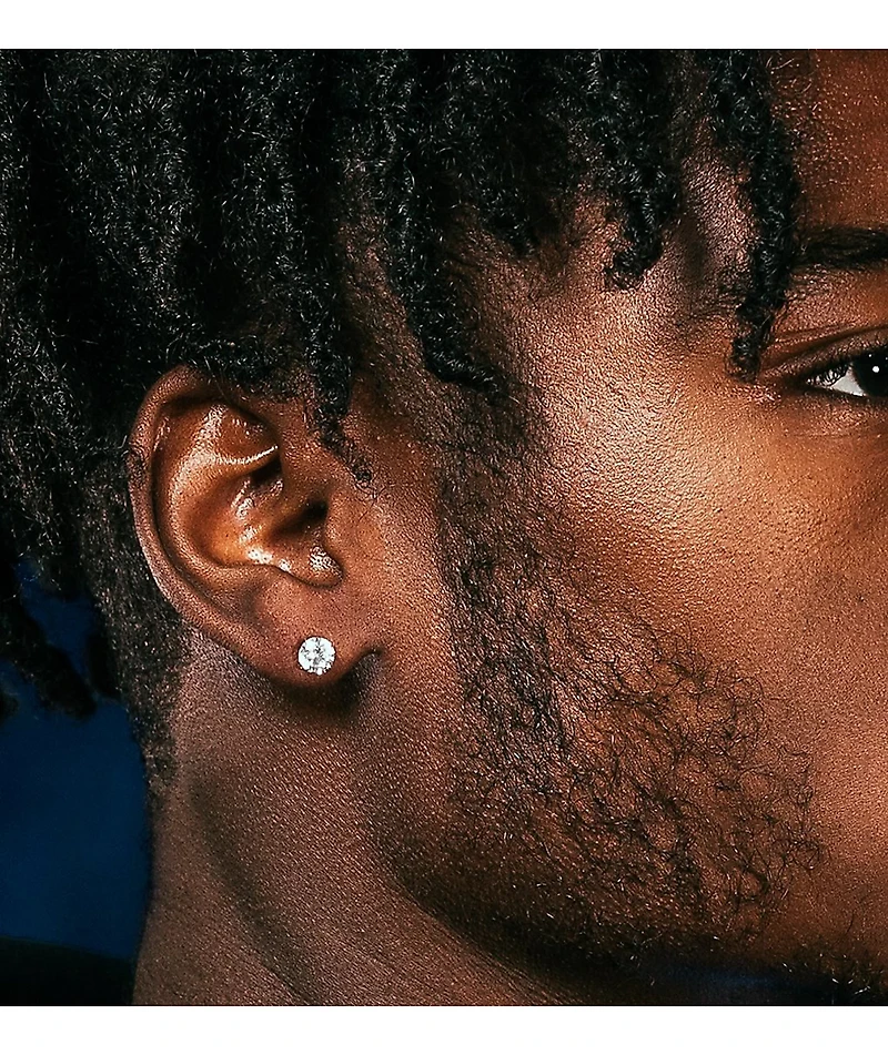 King Ice Round Silver Earrings