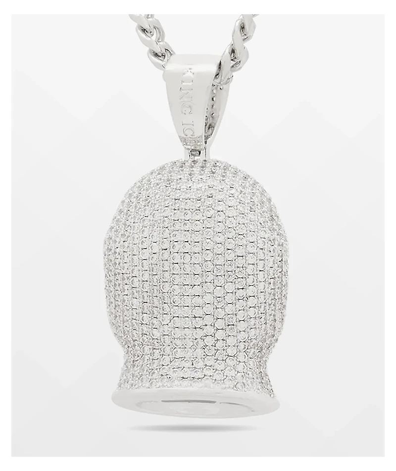 King Ice Ski Mask 20" Silver Necklace