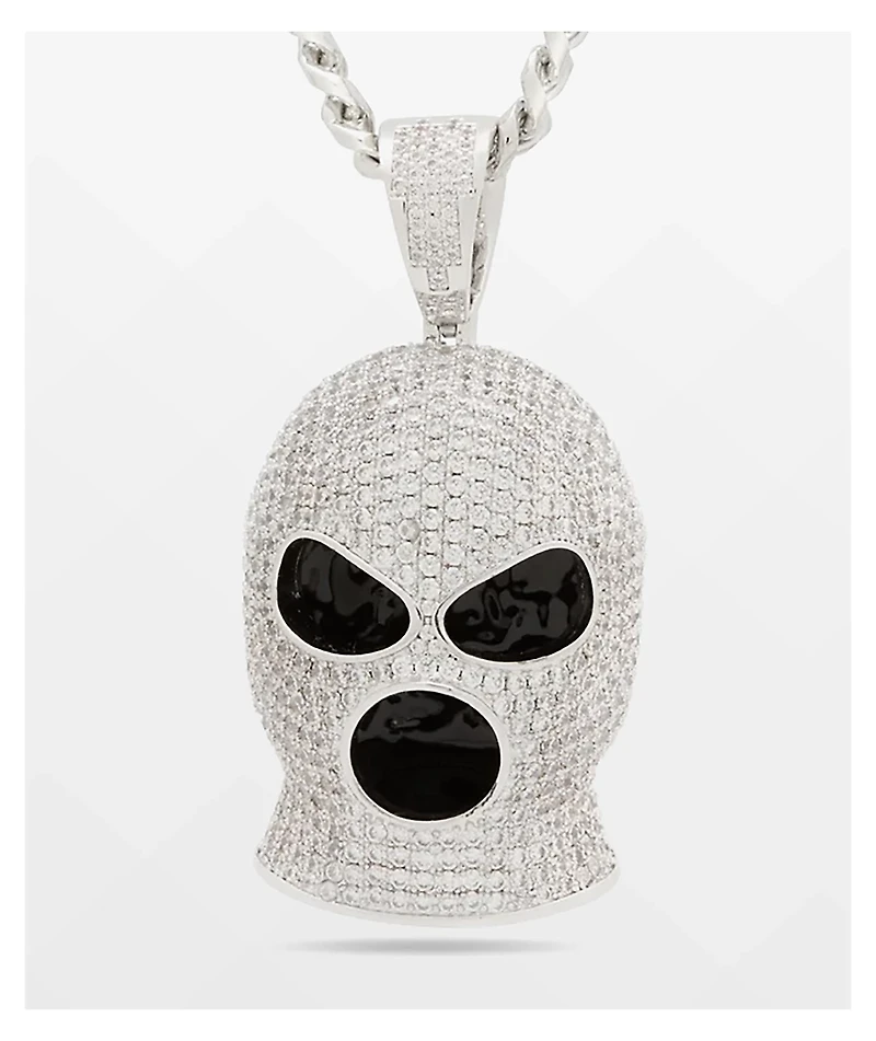 King Ice Ski Mask 20" Silver Necklace