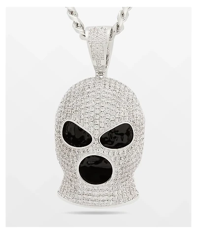 King Ice Ski Mask 20" Silver Necklace