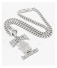 King Ice x Death Row Records OG Death Row Logo 20" Silver Chain Necklace