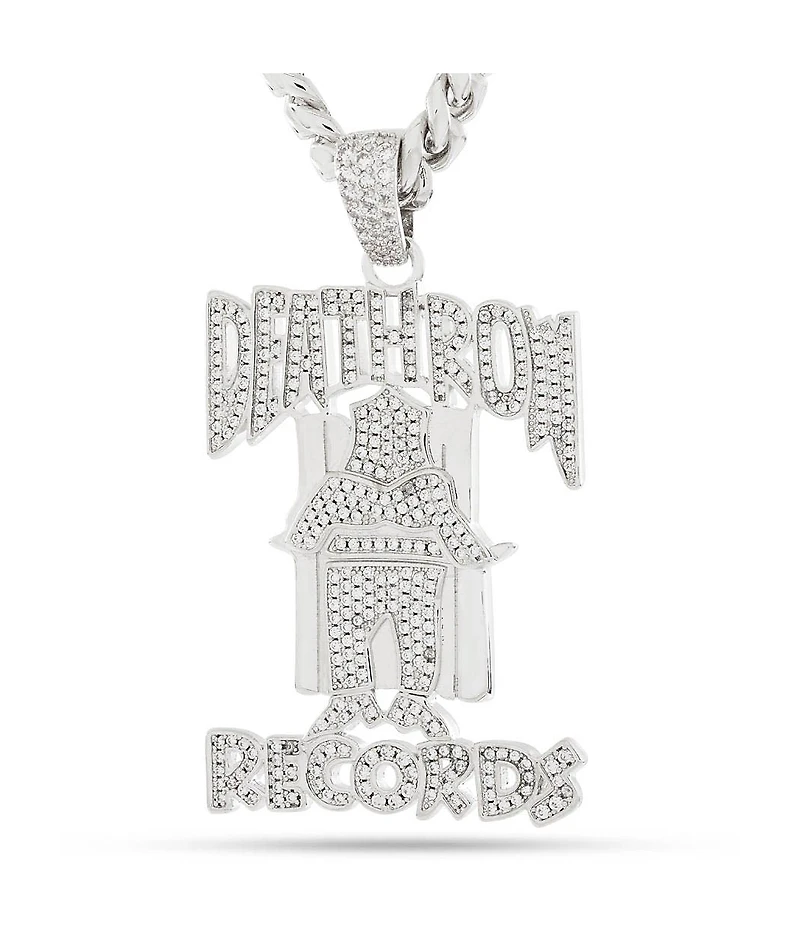 King Ice x Death Row Records OG Death Row Logo 20" Silver Chain Necklace