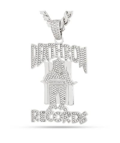 King Ice x Death Row Records OG Death Row Logo 20" Silver Chain Necklace