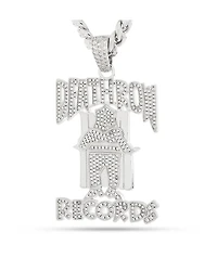 King Ice x Death Row Records OG Death Row Logo 20" Silver Chain Necklace