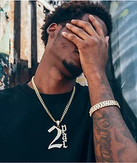 King Ice x Tupac Logo Yellow Gold Necklace