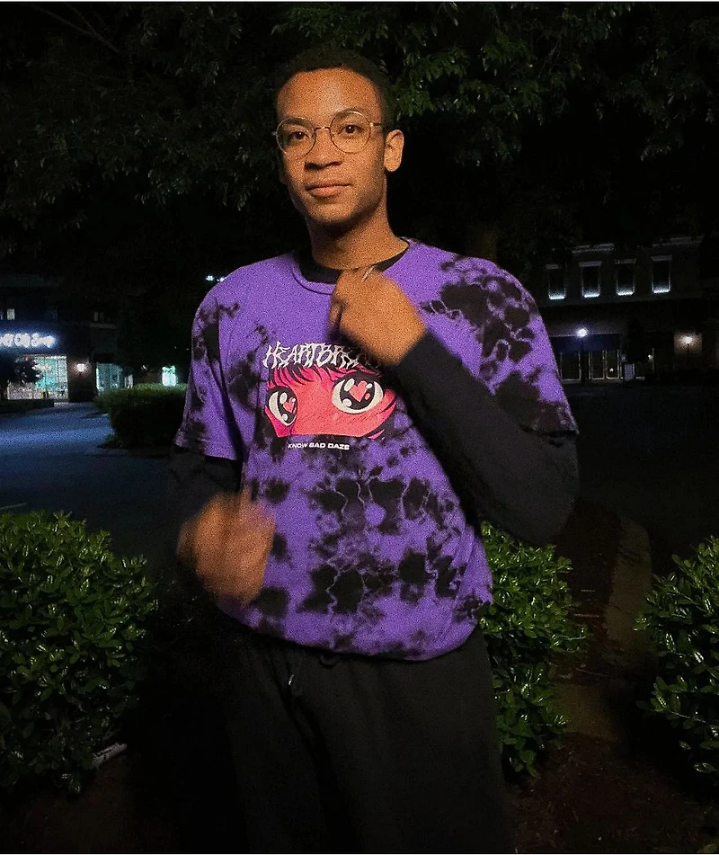 Know Bad Daze Heartbreaker Purple Tie Dye T-Shirt
