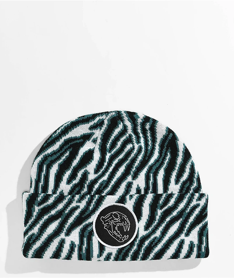 Know Bad Daze Tiger Style White & Blue Beanie