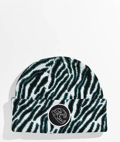 Know Bad Daze Tiger Style White & Blue Beanie
