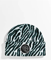 Know Bad Daze Tiger Style White & Blue Beanie