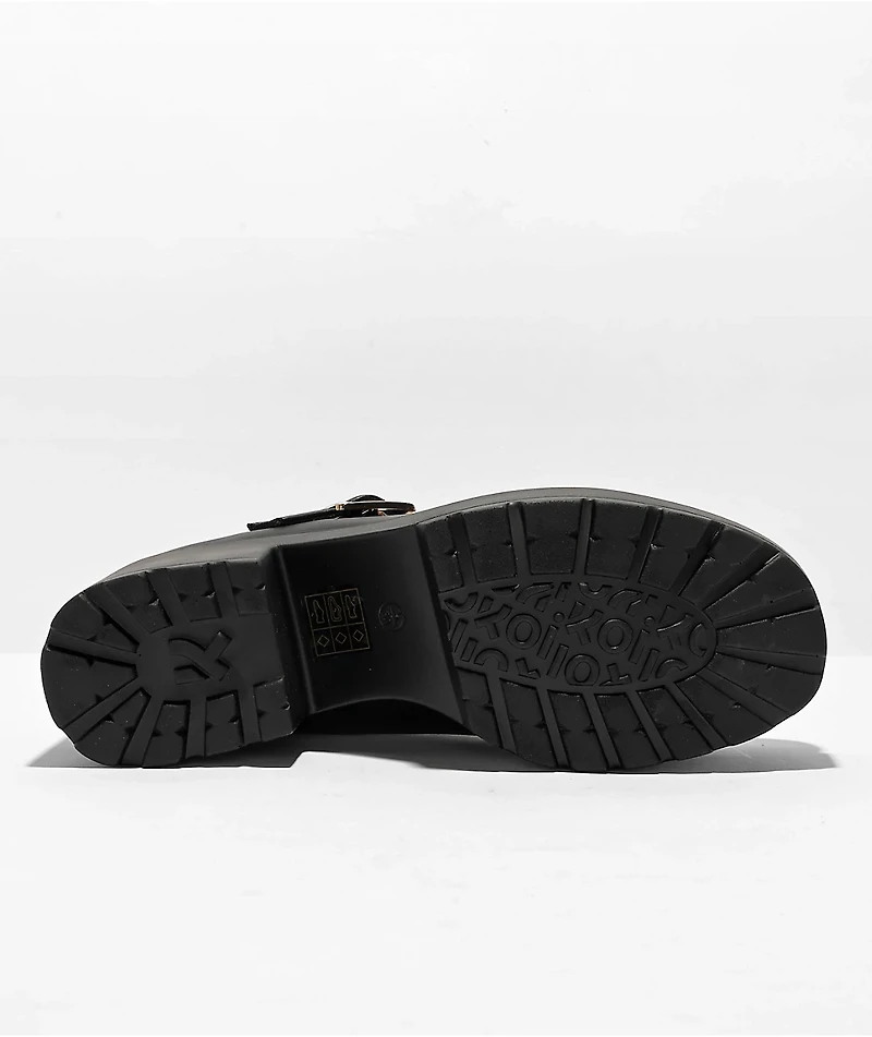Koi Mary Janes Black & Pearl Platform Shoes