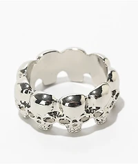 Krone 2 Pack Barbed Skull Silver Rings