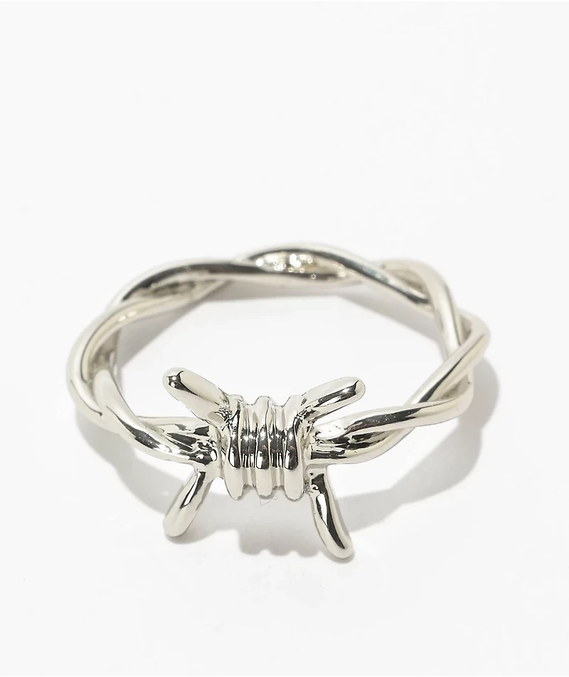 Krone 2 Pack Barbed Skull Silver Rings