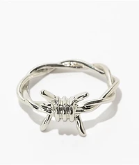 Krone 2 Pack Barbed Skull Silver Rings