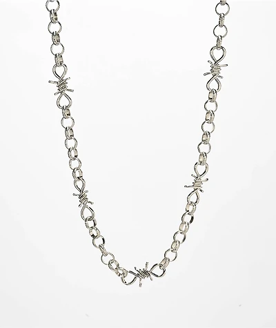 Krone Barb Wire Link Silver Necklace