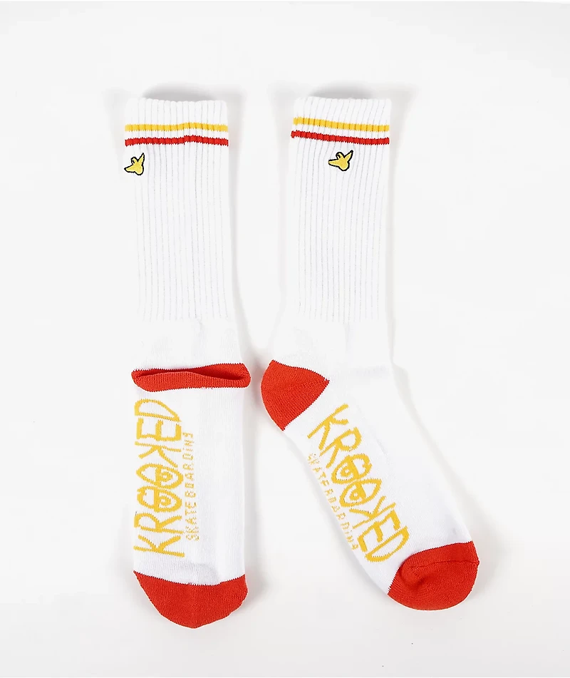 Krooked Bird White Crew Socks