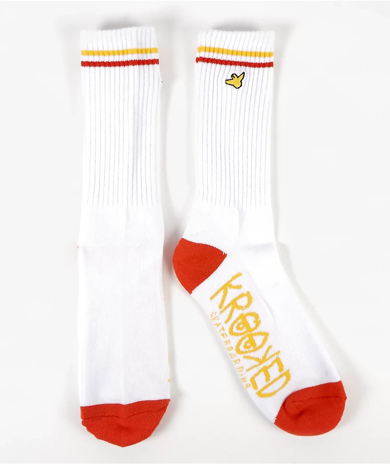 Krooked Bird White Crew Socks