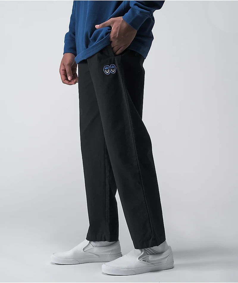 Krooked Eyes Black Elastic Waist Pants