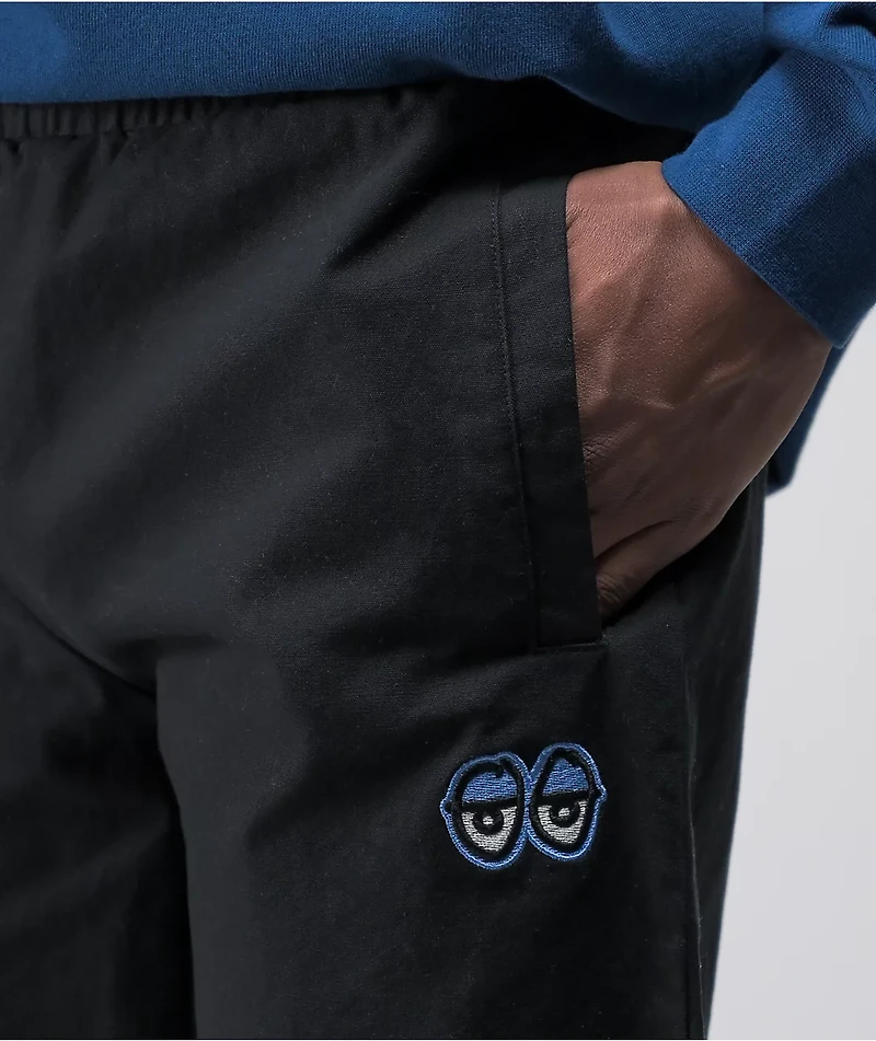 Krooked Eyes Black Elastic Waist Pants