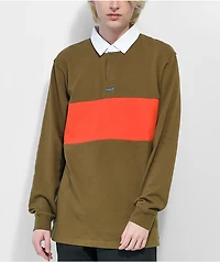 Krooked Eyes Brown & Red Stripe Rugby Shirt