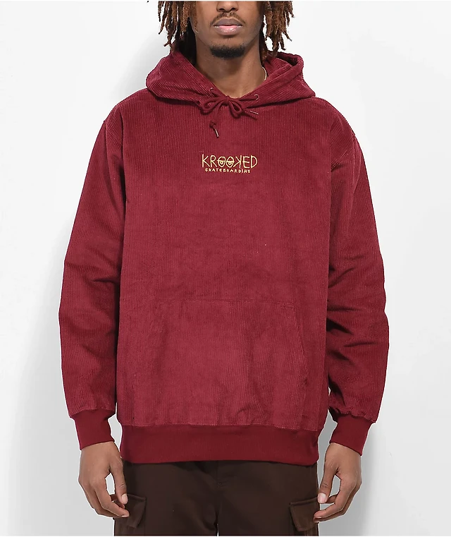 Krooked Eyes Burgundy Corduroy Hoodie MainPlace Mall