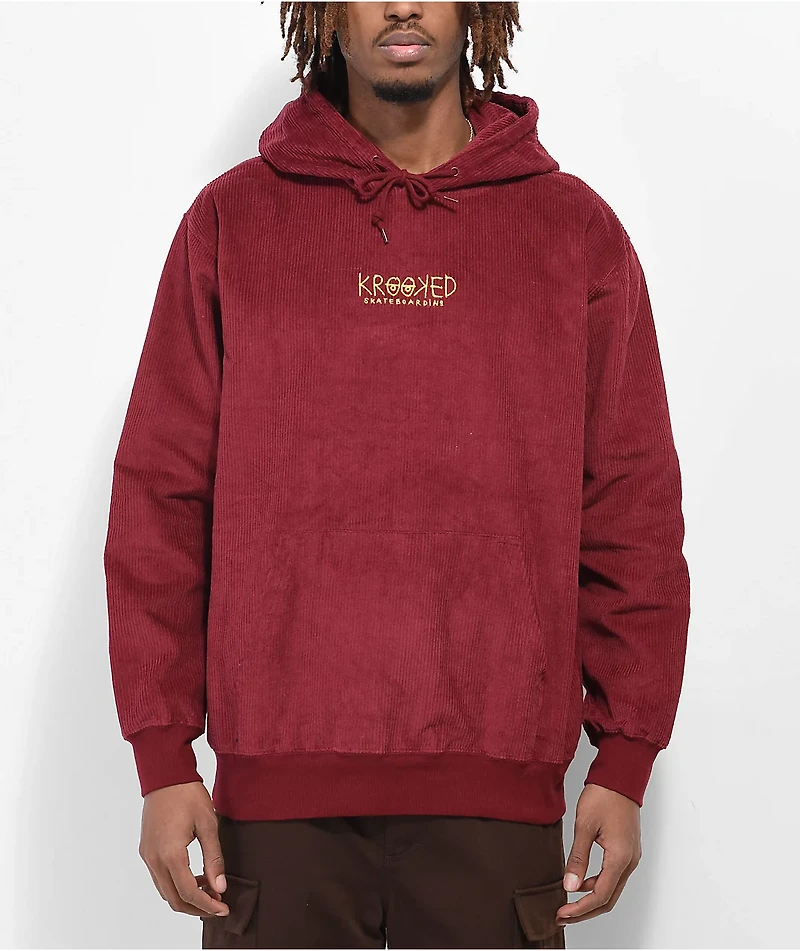 Krooked Eyes Burgundy Corduroy Hoodie