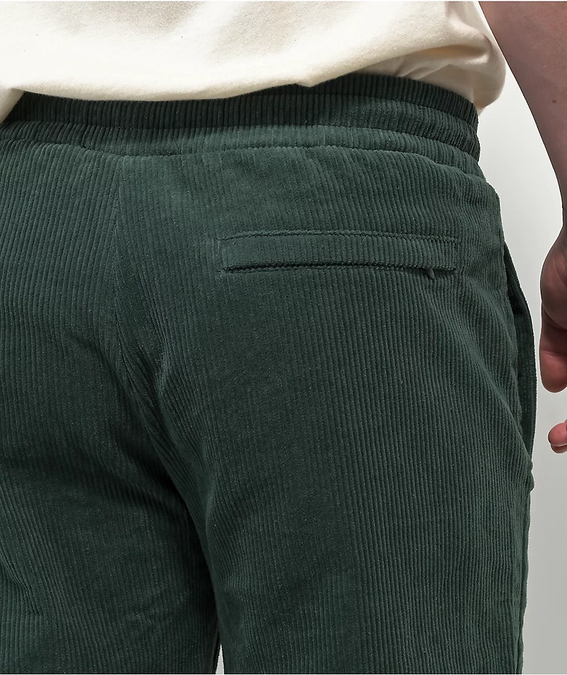 Krooked Eyes Dark Green Elastic Waist Corduroy Pants