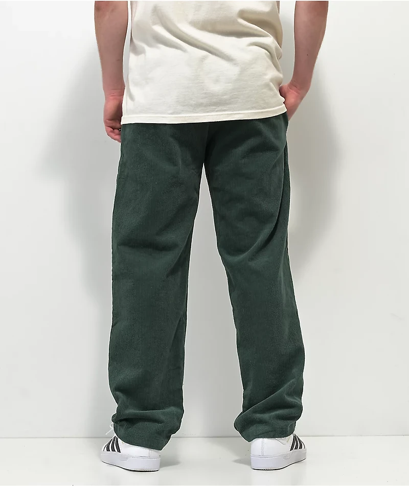Krooked Eyes Dark Green Elastic Waist Corduroy Pants