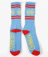 Krooked Eyes Light Blue Crew Socks
